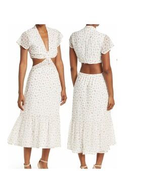 Rdi | Floral Print Waist Cutout Midi Dress